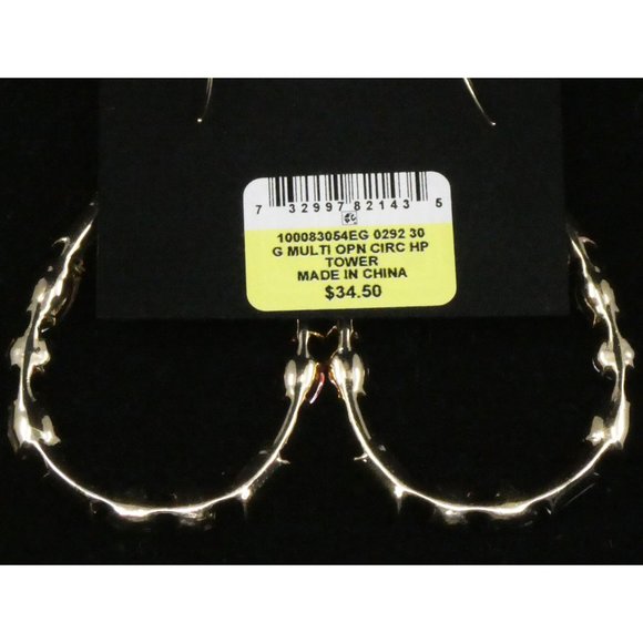 New Inc Gold-Tone Multi-Stone Open Drop Earrings - Picture 3 of 3